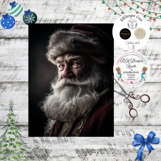 Decoupage Kerstman Portret Tissuepapier