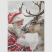 Decoupage Kerstman Rendier "North Pole Whimsy" Tissuepapier (Voorkant)