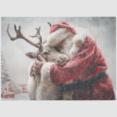 Decoupage Kerstman & Rudolph biddend op kerstavond Tissuepapier (Voorkant)