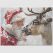 Decoupage Kerstman Rudolph Landschap Noordpool Tissuepapier (Voorkant)