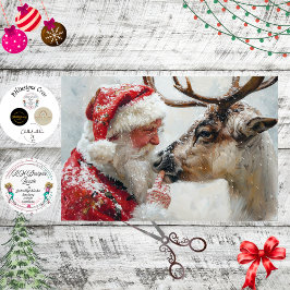 Decoupage Kerstman Rudolph Landschap Noordpool Tissuepapier