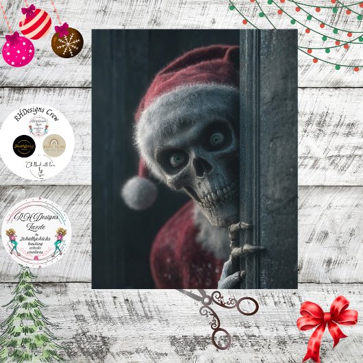 Decoupage Kerstman Skelet Eindlijst Kijk Kunst Tissuepapier