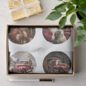 Decoupage Kerstman Truck Onderzetters Tissuepapier (Geschenk)