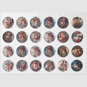 Decoupage Kerstman Truck Onderzetters Tissuepapier