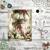 Decoupage Kerstmis Elf Legs White Stocking Tissuepapier