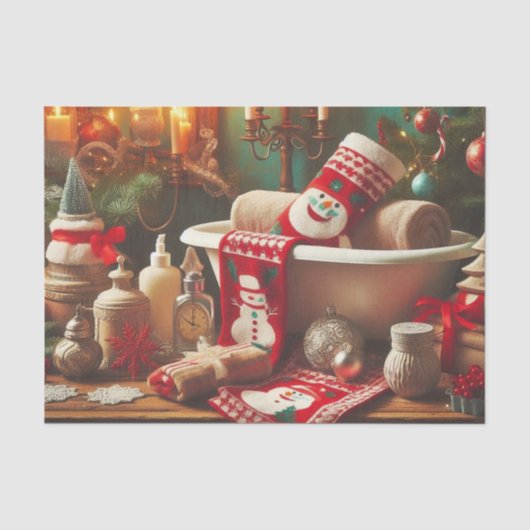 Découpage Kerstmis Sneeuwman Toiletpapier Tissuepapier (Voorkant)