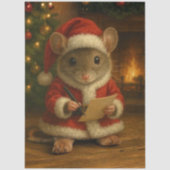Decoupage Kerstmuis Schrijft een Brief Tissuepapier (Voorkant)