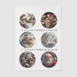 Decoupage Kerstontwerpen voor Sneeuwbol 3,5" Tissuepapier