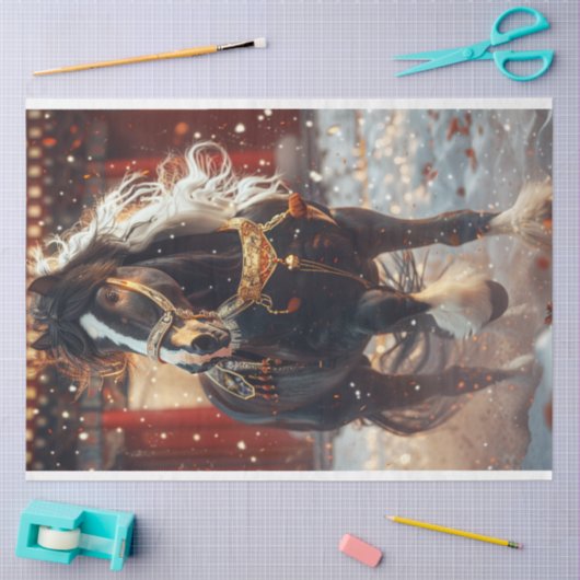 Decoupage kerstpaard tissuepapier (Craft)