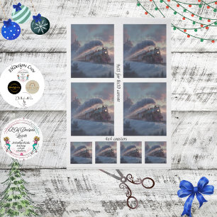 Decoupage Kersttrein Winterse Taferelen Ierland  Tissuepapier