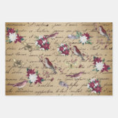 Decoupage Kerstvakantie Vogel Bloemen Inpakpapier Vel (Voorkant)