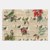Decoupage Kerstvakantie Vogel Bloemen Inpakpapier Vel (Voorkant 3)