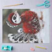 Decoupage Kerstvogel in rode en zwarte veren Tissuepapier (Craft)