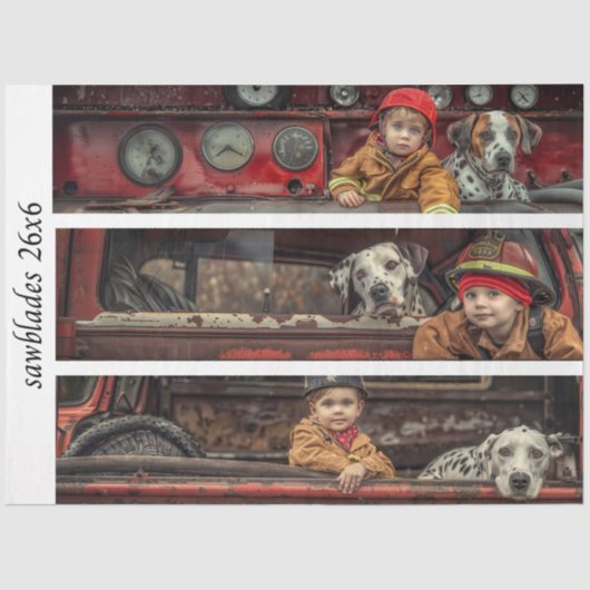 Decoupage Kid Firehouse Heroes Firetruck Dalmation Tissuepapier (Voorkant)