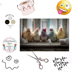 Decoupage Kippen Raam Bankje Tissue Humor  Tissuepapier