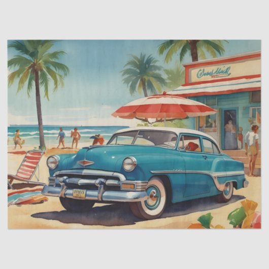 Decoupage Kitsch jaren 1950 vakantie illustratie Tissuepapier (Voorkant)