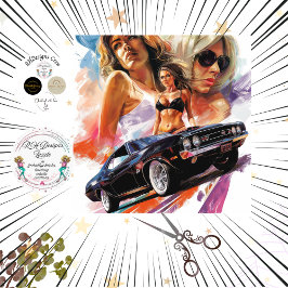 Decoupage klassieke auto vintage poster tissuepapier