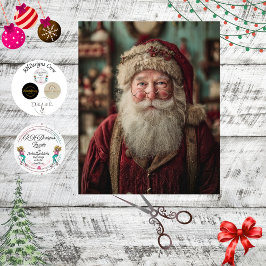 Decoupage Klassieke Foto Kerstman Tissuepapier