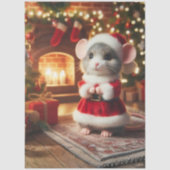 Decoupage Klassieke Santa Muis Rode Pak Tissuepapier (Voorkant)
