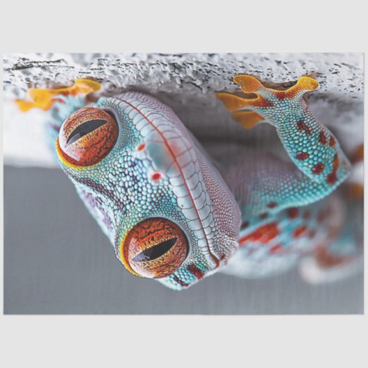 Decoupage Kleurrijke Gecko Hagedis Gezegde Hallo Tissuepapier (Voorkant)