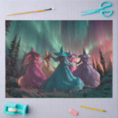 Decoupage Kleurrijke Heksen Dansen Noorderlicht Tissuepapier (Craft)