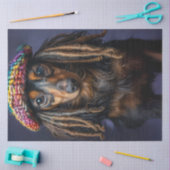 Decoupage Kleurrijke Teckel Dreadlock Gebreide Pet Tissuepapier (Craft)