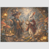 Decoupage Kneeling Woodland Timekeeper Rabbit Tissuepapier (Voorkant)