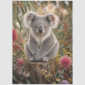 Decoupage Koala Wilde Bloemen op Boomstronk Botani Tissuepapier (Voorkant)