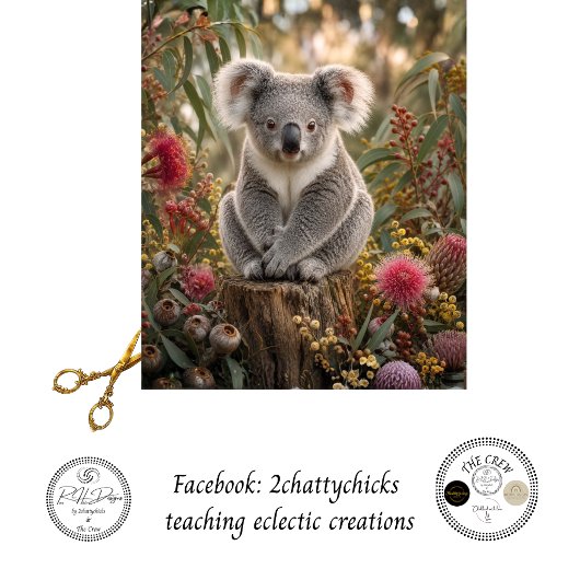 Decoupage Koala Wilde Bloemen op Boomstronk Botani Tissuepapier