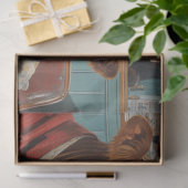 Decoupage Koe Familie Zittend in  Diner Tissuepapier (Geschenk)