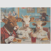 Decoupage Koe Familie Zittend in  Diner Tissuepapier (Voorkant)