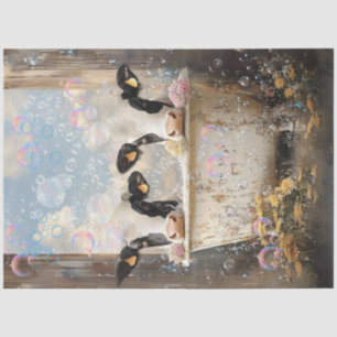 Decoupage Koeien Bubble Bath Antiek Bad Tub Tissuepapier