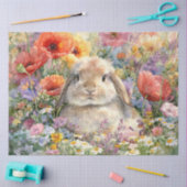 Decoupage Konijn in de Wilde Bloemen Tissuepapier (Craft)