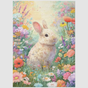 Decoupage Konijn in de Wilde Bloemen Tissuepapier