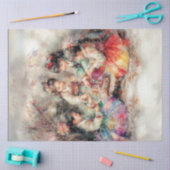 Decoupage Koreaanse kinderen gekleed in Hanbok Tissuepapier (Craft)