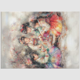 Decoupage Koreaanse kinderen gekleed in Hanbok Tissuepapier