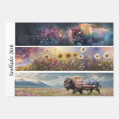 Decoupage Kosmische Bizon Wilde Bloem Handzaag Ont Inpakpapier Vel (Voorkant)