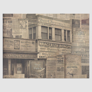 Decoupage  Krantenpapier oude lettertypen vervaagd Tissuepapier