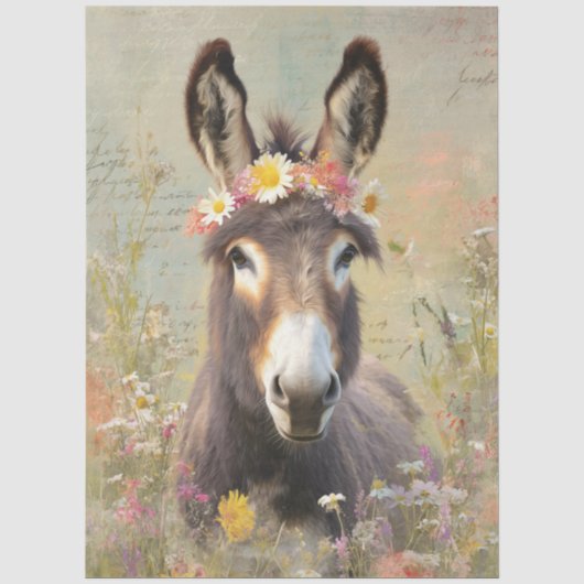 Decoupage Kroon met Genade Ezel Bloemveld Tissuepapier (Voorkant)