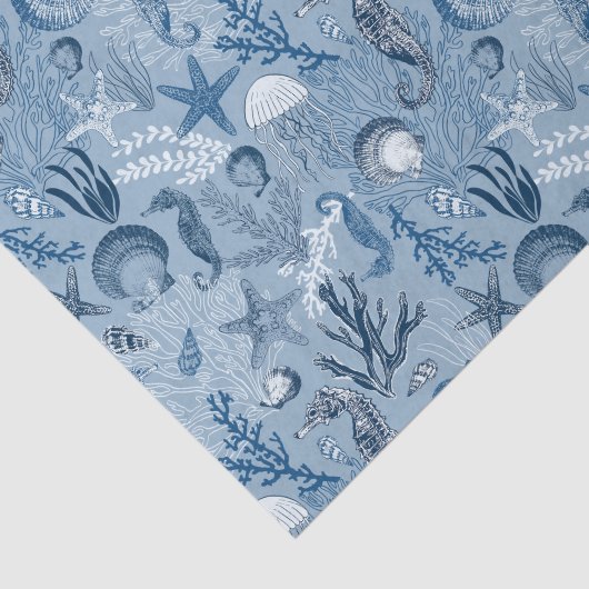 Decoupage kuststrand blauwe oceaan tissuepapier (Detail)