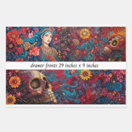 Decoupage Laadvork Schedel Felle Bloemkleuren Inpakpapier Vel