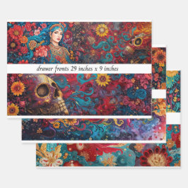 Decoupage Laadvork Schedel Felle Bloemkleuren Inpakpapier Vel
