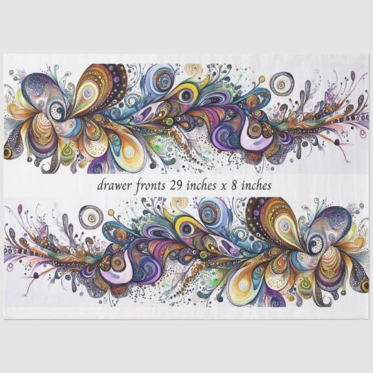 Decoupage Ladefront 29x8 Traandrop Motief Levendig Tissuepapier (Voorkant)