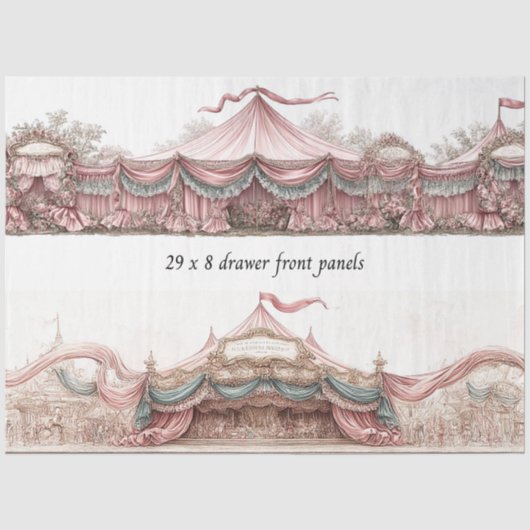Decoupage Ladefronten Rococo Pastel Circus Tenten Tissuepapier (Voorkant)