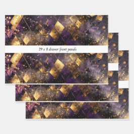 Decoupage Ladepaneel Diamant Motieven Paars Goud Inpakpapier Vel