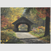 Decoupage Land Gedekte Bridge Herfst instellen Tissuepapier (Voorkant)
