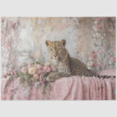Decoupage Landscape Leopard Romantic Pink Floral  Tissuepapier (Voorkant)