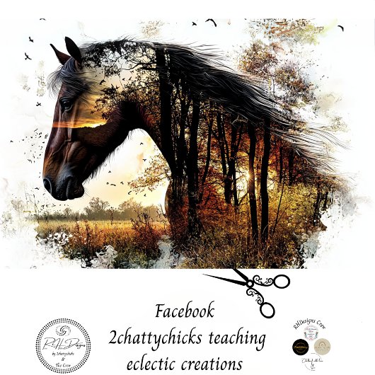 Decoupage Landschap Dubbele Blootstelling Paard &  Tissuepapier