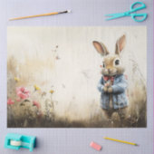 Decoupage Landschap Konijn in het veld Rechterkant Tissuepapier (Craft)