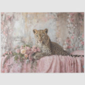 Decoupage Landschap Luipaard Romantisch Roze Bloem Tissuepapier (Voorkant)
